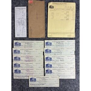 Vintage 1955 Quaker City Bank Checks Lot with Statement Salesville Cigar Co